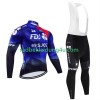 Set Langarmtrikot + Trägerhose Lange Winter Thermal Fleece Fdj Suez 2024